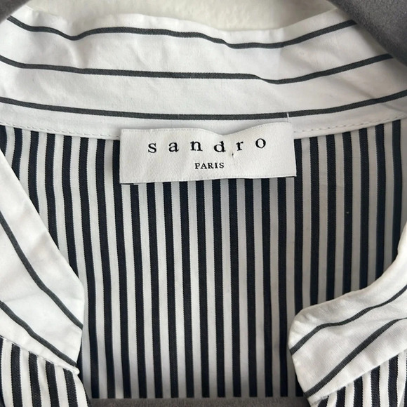 Sandro Striped 100% Cotton Midi Dress - Picture 8 of 11
